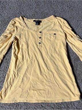 Style & Co. Women's Yellow 3/4 Sleeve Top Size XS